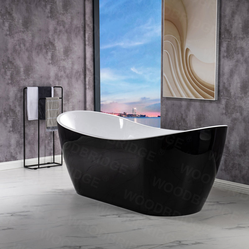 Vital 71'' x 31.5'' Soaking Acrylic Bathtub, Black, Matte Black