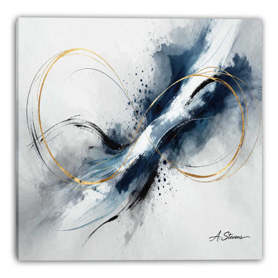 Indigo Arc Wrapped Canvas Wall Art