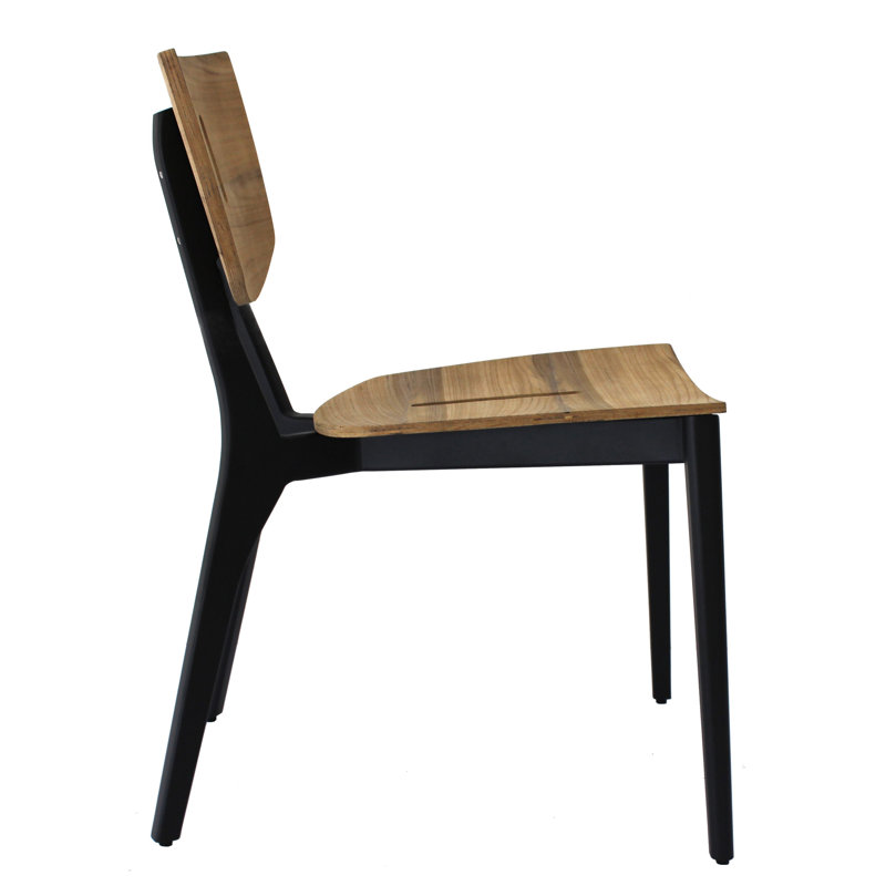 Diuna Outdoor Teak Dining Side Chair, Anthracite
