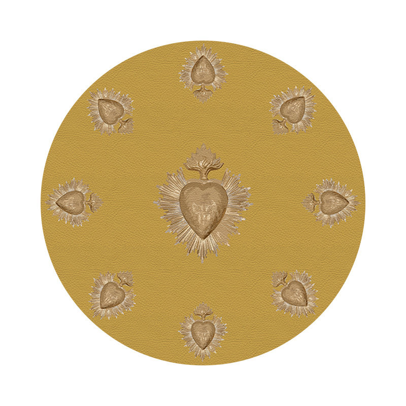 Ex vote Vegan Leather Round Pebble Placemat, Gold