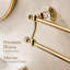 Porte-serviettes double en cristal pour salle de bain, porte-serviettes mural réglable 18,66 "à 30,51", finition or brossé, porte-serviettes double de luxe avec détails décoratifs en cristal-129866042
