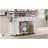 46.5-inch wide farmhouse style kitchen island with bead curtain decoration, power outlets, flip-top wheelbarrow kitchen trolley, 3 doors, 3 drawers, internal iron frame, suitable for kitchen and dining room, white-1911415311