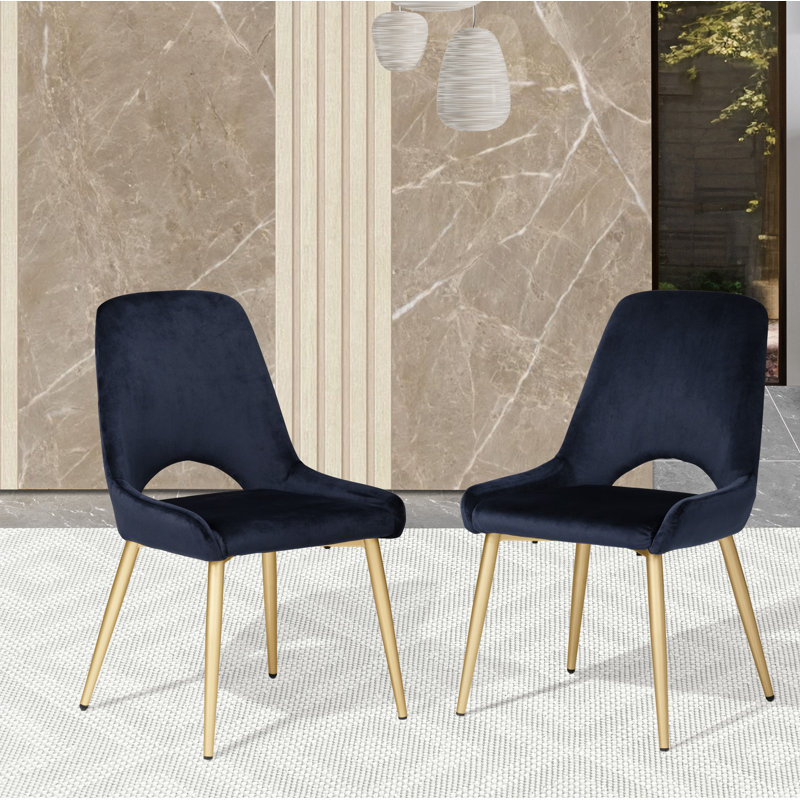 Chaise d'appoint en velours Karaya, Bleu très foncé