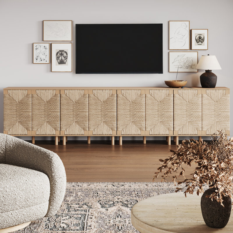 Ensemble d'armoires d'appoint en bois massif avec portes en ruppie maritime Debets, Chêne brut