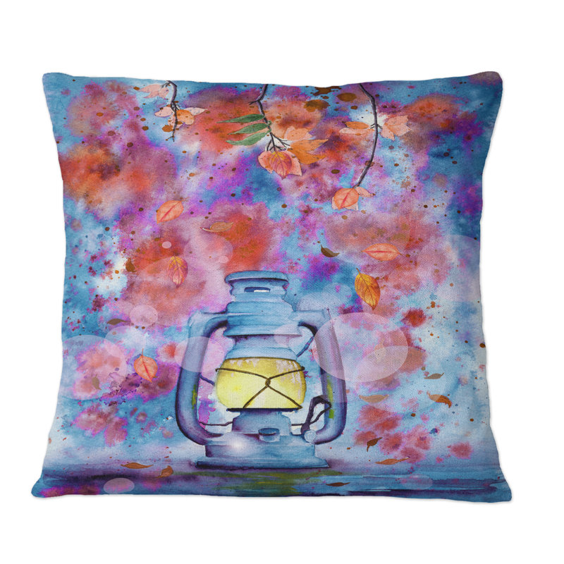 Coussin décoratif imprimé The Mission Lantern Under The Blooming Branches - Mission & Craftsman, 16 po x 16 po