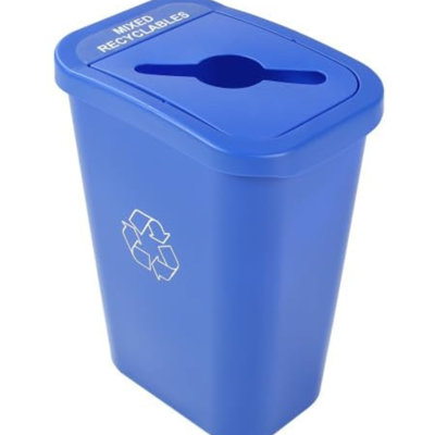Bac de recyclage Sturdy Essentials City Box 7 gallons avec couvercle pour le recyclage résidentiel, commercial et commercial - bleu