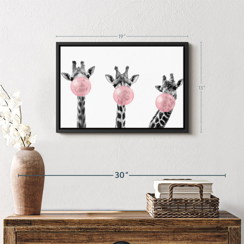 " Three Bubble Gum Giraffes ", 13" H x 19" W