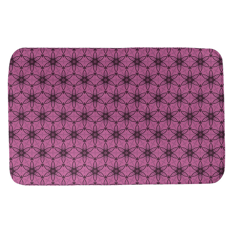 Tapis de bain cercles ornés Mcguigan, l 21 po x L 34 po, Rose / Noir