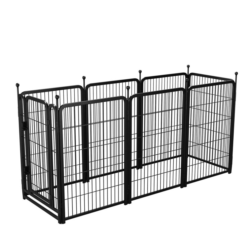 Parc pour chien 8 panneaux, enclos pour chiots pliables, utilisation intérieure à l'extérieur, rouille, enclos en fer pour l'extérieur, antirouille et stable, fer à repasser, zone joyeuse