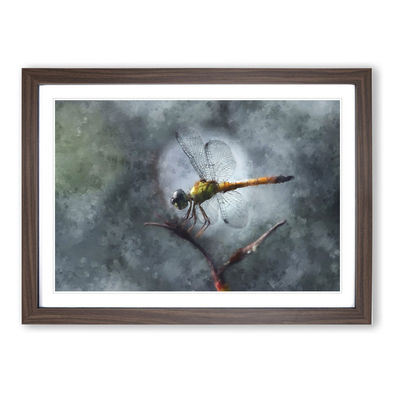 Dragonfly Vol.5 - Picture Frame Painting, 27cm H x 36cm W x 2cm D, Walnut Framed