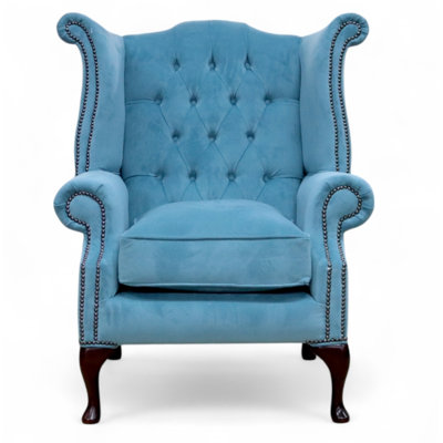 Velvet Fabric Wingback Chair