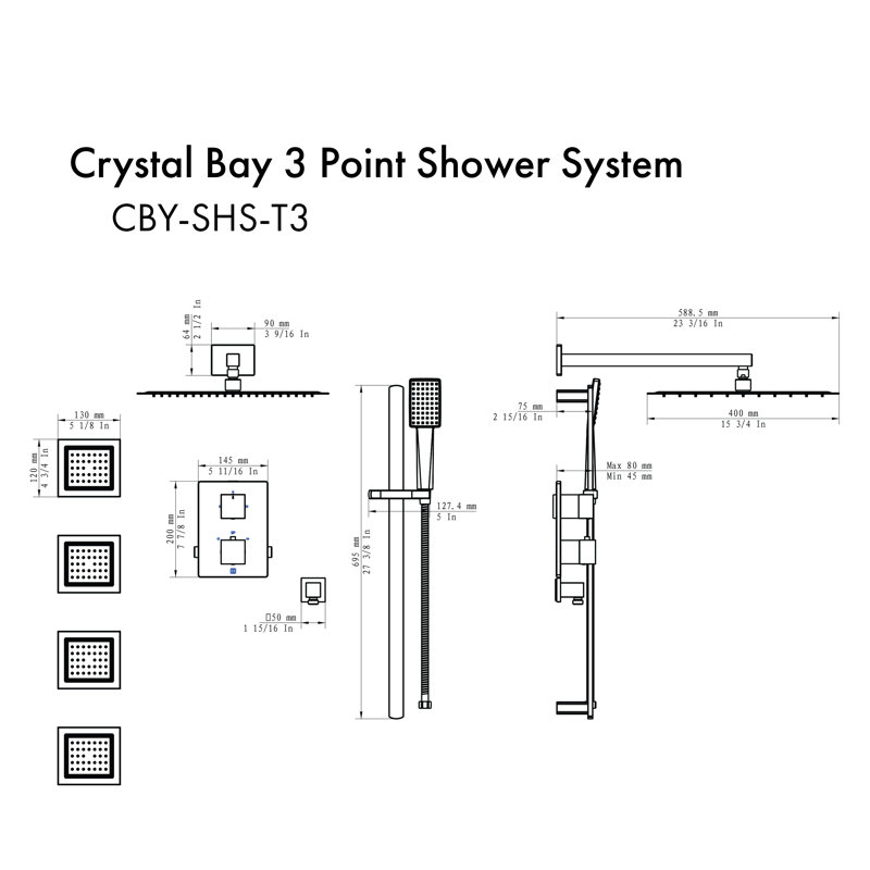 Complete Shower System with Rough-in Valve, Matte Black