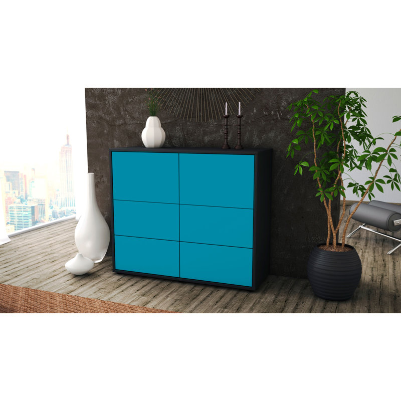 Reposa 92cm Sideboard, Anthracite/Turquoise
