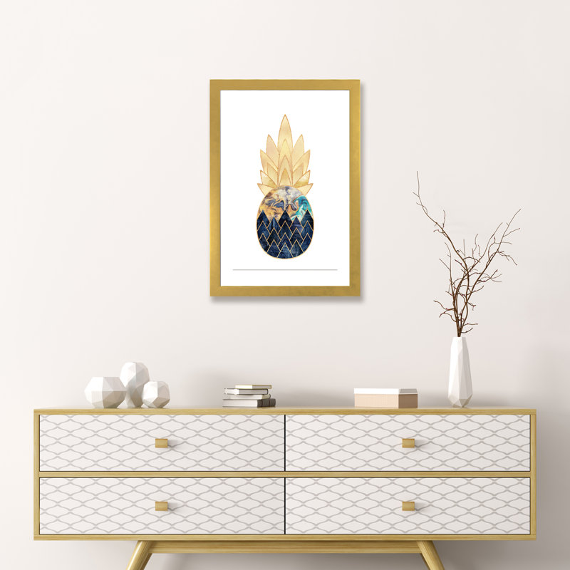 « précieux ananas i » par elisabeth fredriksson-print, H 24 po x l 16 po x P 1 po, Papier encadré doré