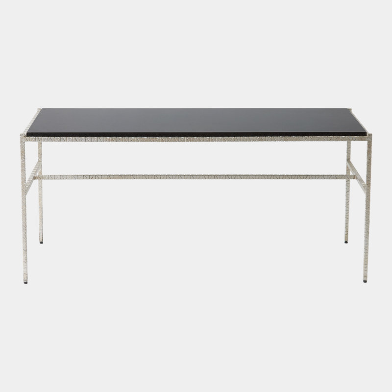 Cut Iron Marble Cocktail Table, White Top/Gold Base