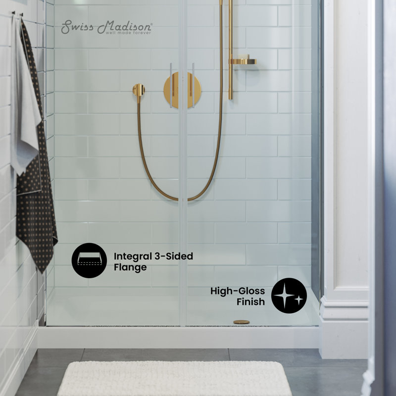 Voltaire 48" x 36" Single-Threshold, Shower Base, White, Right
