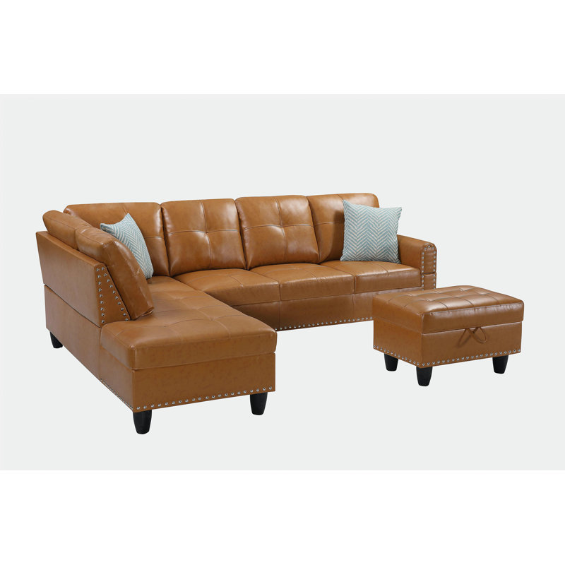 Canapé modulaire en similicuir avec repose-pieds Irine