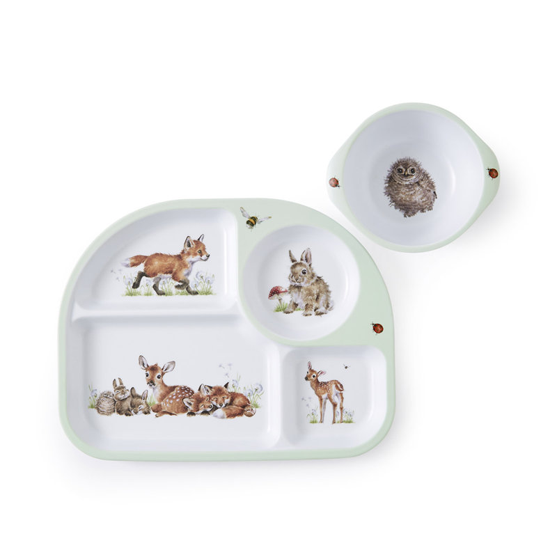 Little Wren 2-Piece Divided Plate & Bowl Set