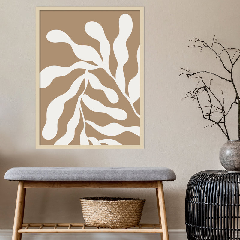 Retro Matisse Inspired Abstract Botanical 1 Beige by The Creative Bunch Studio, 33" H x 25" W x 1" D, Brown