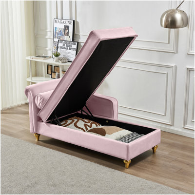 Chaise longue moderne avec revêtement en velours (rose)