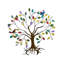 Arbre de vie en métal, sculpture de colibri à feuilles colorées pour décoration de jardin extérieur