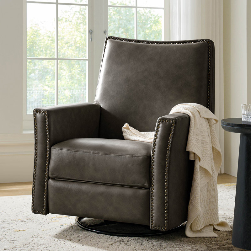 Fauteuil inclinable manuel berçant en cuir Jerseyville, Ombre