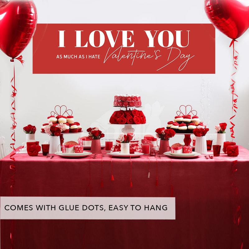 Bannière de décorations pour la fête des Galentines, «I déteste la Saint-Valentin» | Drôle et sarcastique anti-Saint-Valentin