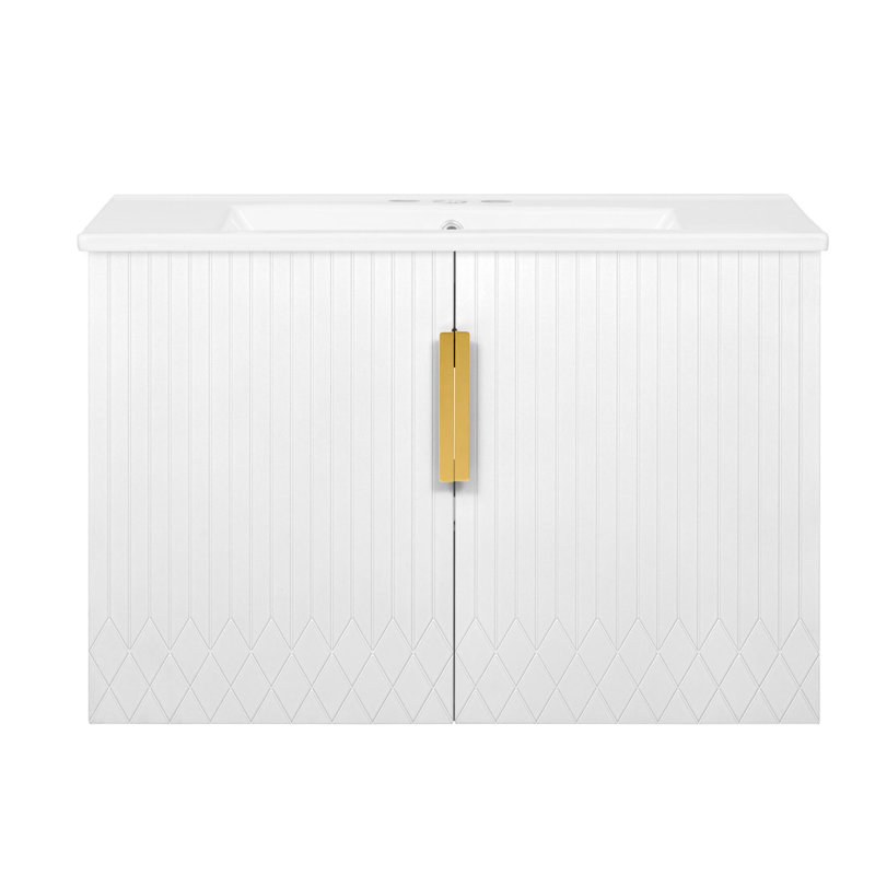 30"Wall Mount Bathroom Vanity with Ceramic Sink
