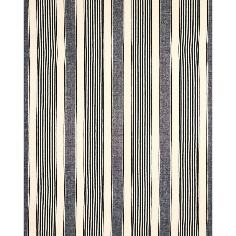 Summerville Linen Stripe Fabric, Black