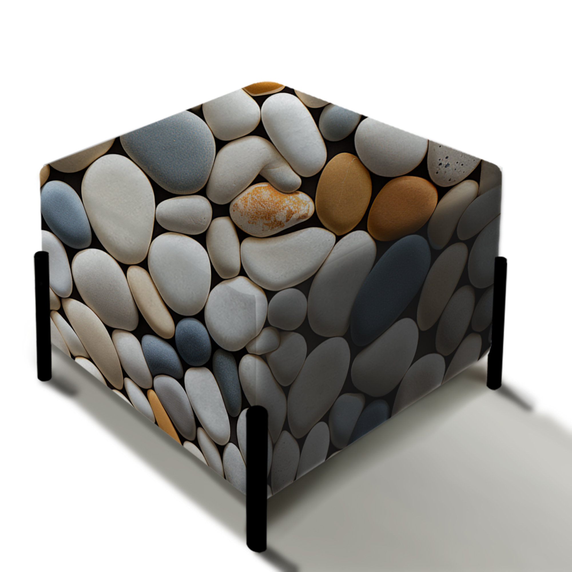 Design Art Pebble Mosaic Tropical Pattern - Tropical Square Ottoman ...