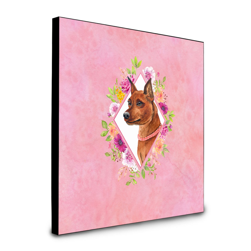 Panneau mural Dollman Flowers, Rose, Pinscher miniature