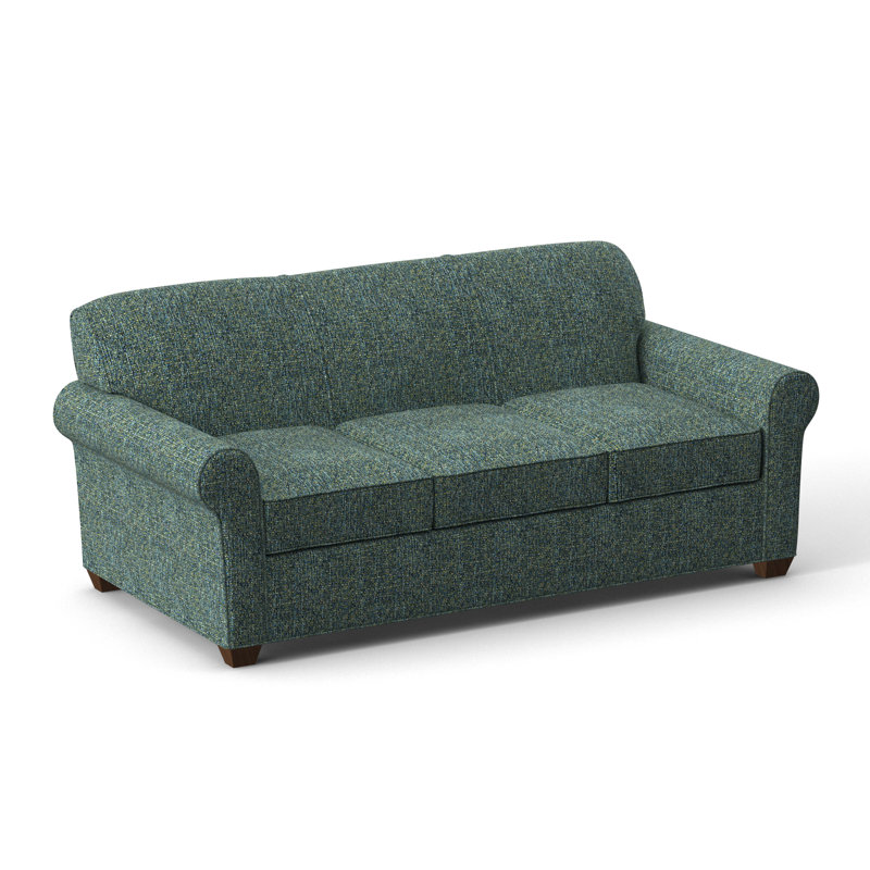 Finn 83" Rolled Arm Sofa Bed with Reversible Cushions, Montana Walnut, Connelly Peacock, Innerspring