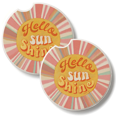 Ensemble de 2 sous-verres de voiture en pierre Hello Sunshine