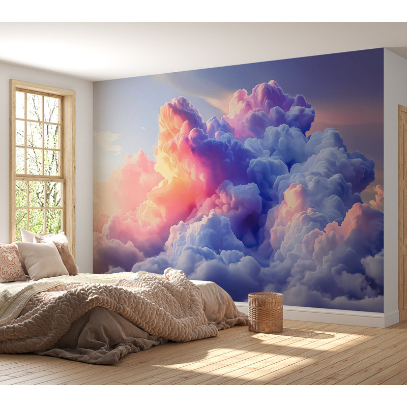 Papier peint Surface avec fond Surface - nuages artistiques, L 100 po x l 137 po