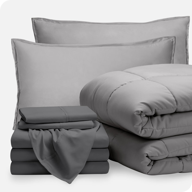 Lit dans un sac en microfibre 1800 de qualité supérieure 1800, Gris pâle / gris