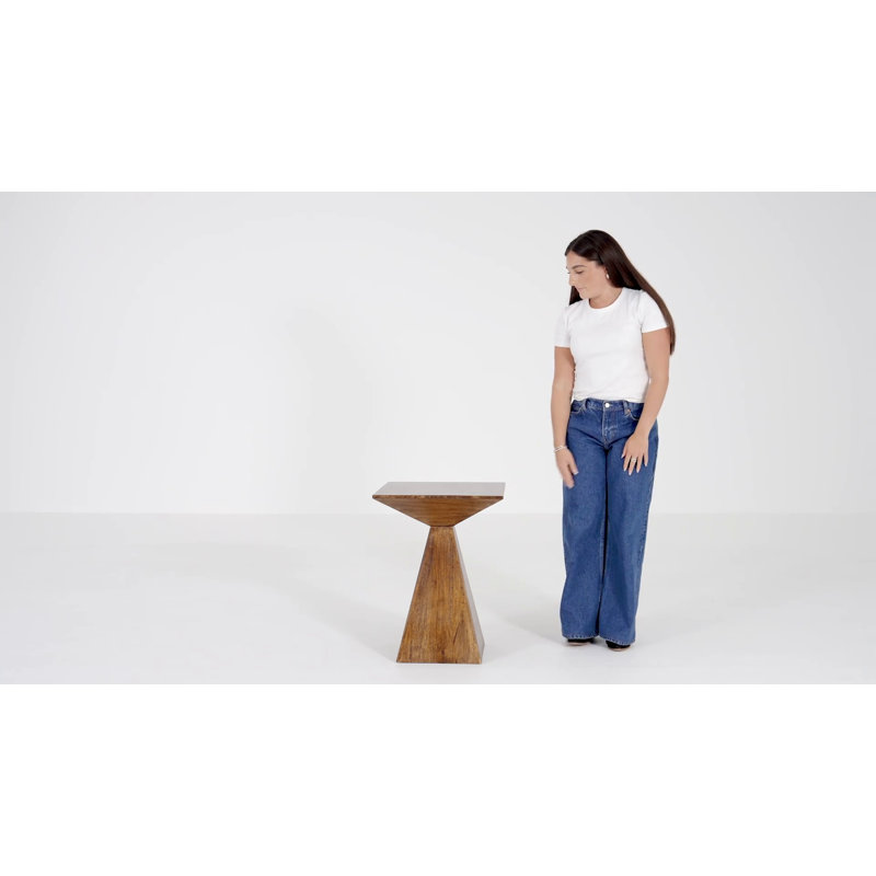 Brown Mango Wood Midcentury Modern End Table