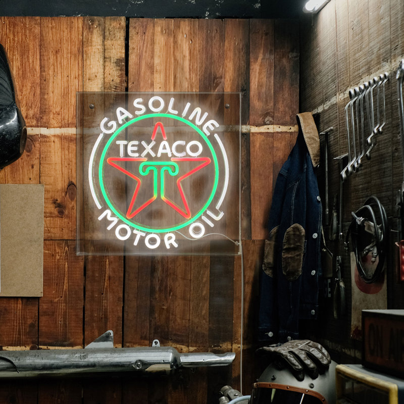 Texaco Gasoline Motor Oil Acrylic LED Wall Sign