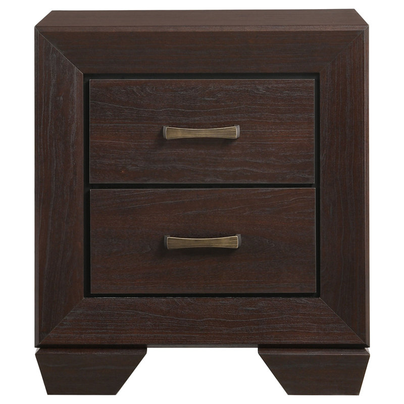 Copper Dark Cocoa 2-Drawer Rectangular Nightstand, Dark Brown