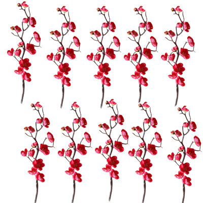 10 fleurs de prunier artificielles, fleurs de Noël, décoration de table de fleurs, accessoires de fête, décoration de plage