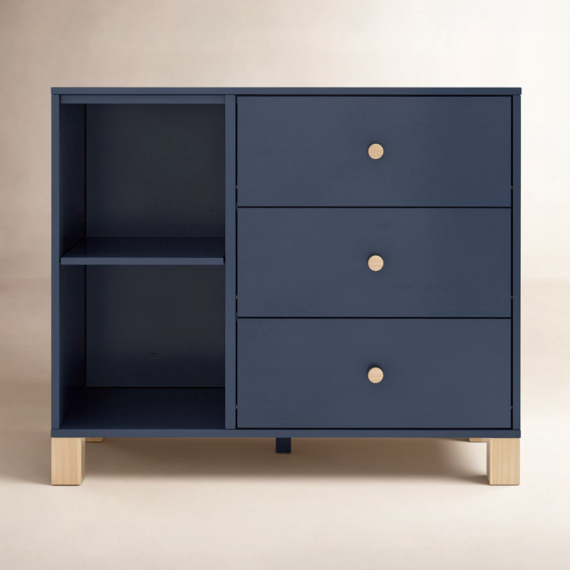 Commode combinée 3 tiroirs California, Bleu minuit