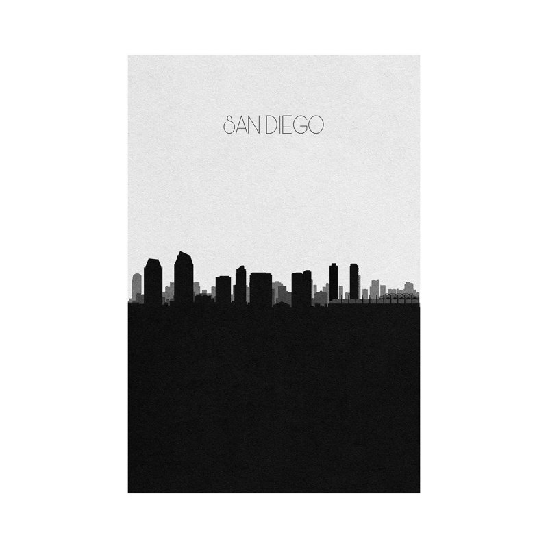 San Diego, California City Skyline 1 Piece Wrapped Canvas Wall Art, 30.48 cm H x 45.72 cm W