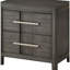 Table de chevet 1pc de couleur grise dans un style transitionnel contemporain, 2 tiroirs, plateau doublé de feutre, bois massif et placage pour la chambre à coucher