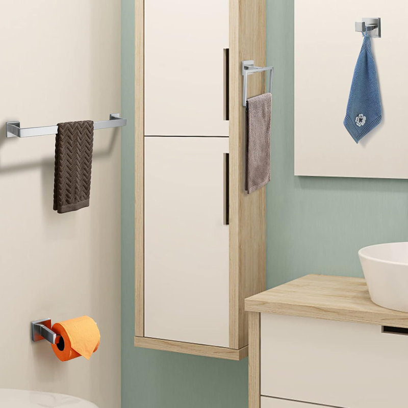 Premium Brushed Nickel Bathroom Hardware Set - 4-Piece Stainless Steel Wall Mounted Towel Bar Kit With Square Design For Modern Bathrooms