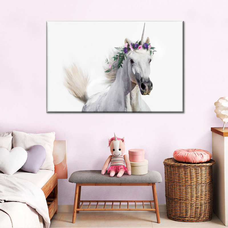 " Flower Crown Unicorn " by Emma P, 16" H x 24" W x 1.25" D