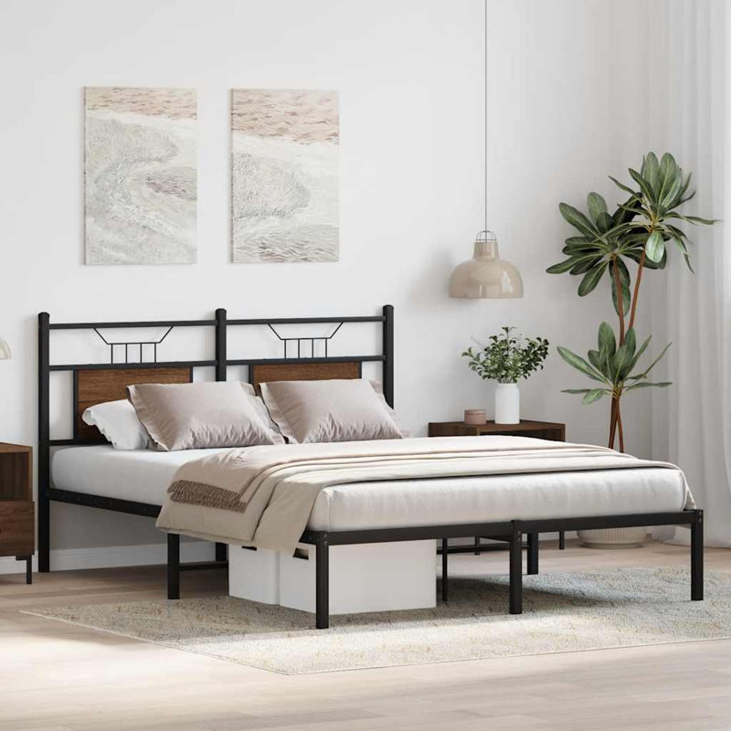 Bed Frame Without Mattress Engineered Wood, Kingsize (5'), Brown Oak