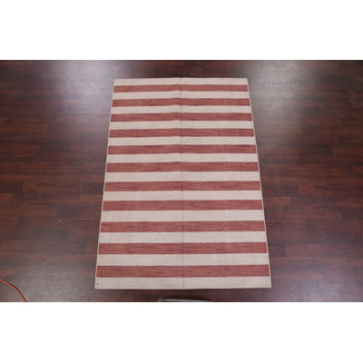 Tapis de zone en laine brun/ivoire 5 pi 7 po x 8 pi 3 po à la main one-of-kind-noué la 2010 gabbeh Lorinda