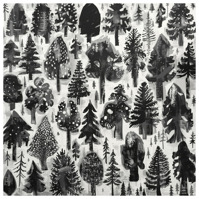 Rideaux de douche Monochromes Forest Illustration, L 70 po x H 84 po