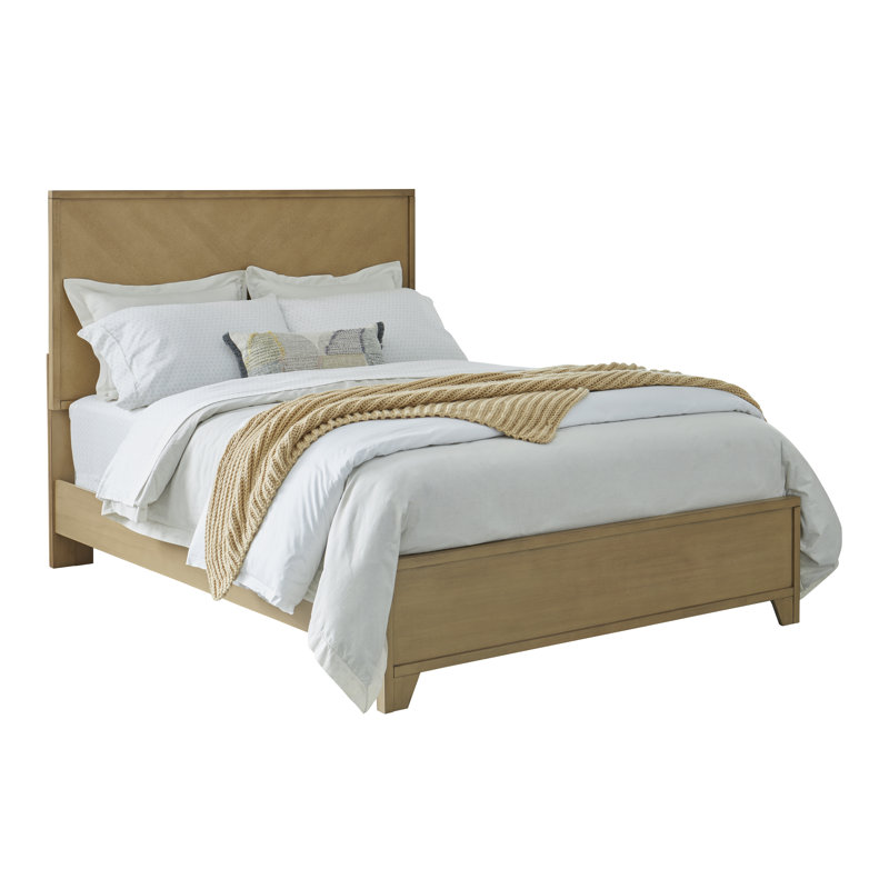 Hayden Gold Queen Panel Bed with Upholstered Headboard