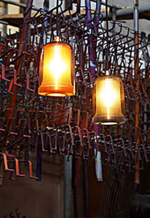 Dub 1 - Light Pendant, Amber Glass/Gray, 6" H x 10.9" W x 10.9" D