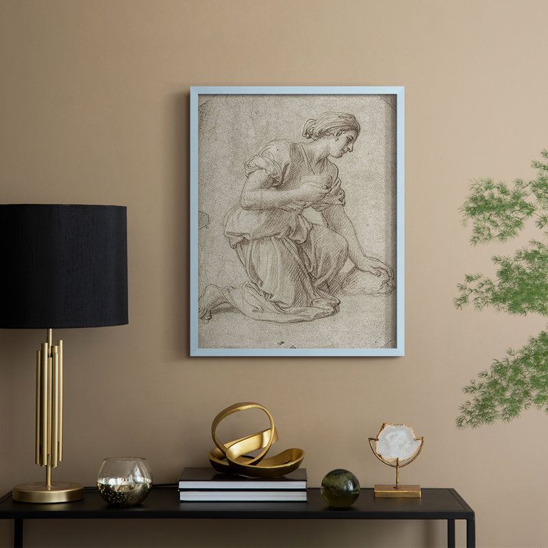 Reproduction encadrée rétro en bois massif Lxxxi, H 15 po x l 12 po, Bleu